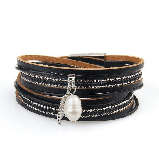 Boho Multi-strand Embellished Pearl Charm Bracelet