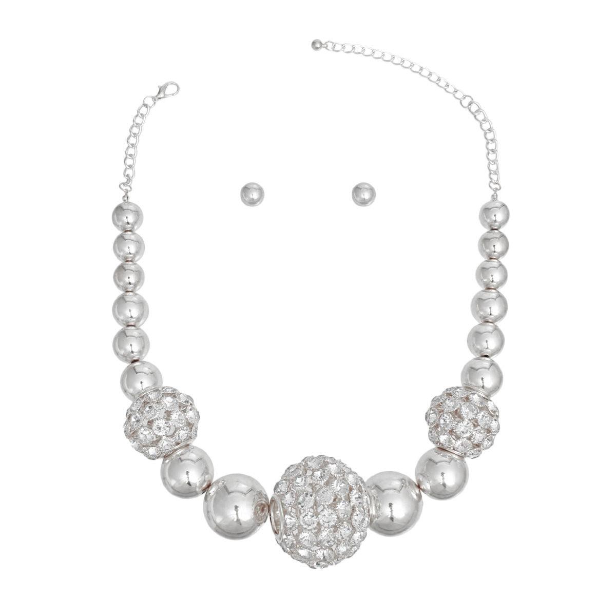 Bold Silver and Beautiful: Beaded Statement Necklace Set for Unforgettable Style