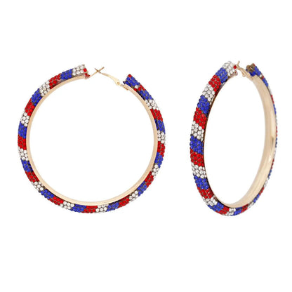 Bold Tricolor Rhinestone Hoop Earrings - Unmissable Style Sensation!