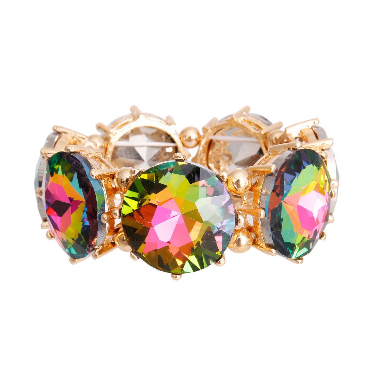 Boldly Chic Pink & Green Crystal Bracelet - Look Stunning Now