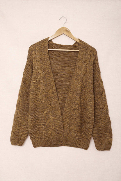 Brown Chunky Wide Long Sleeve Knit Cardigan