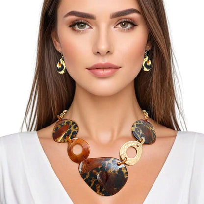 Brown Leopard Necklace & Earrings: Spice Up Your Look