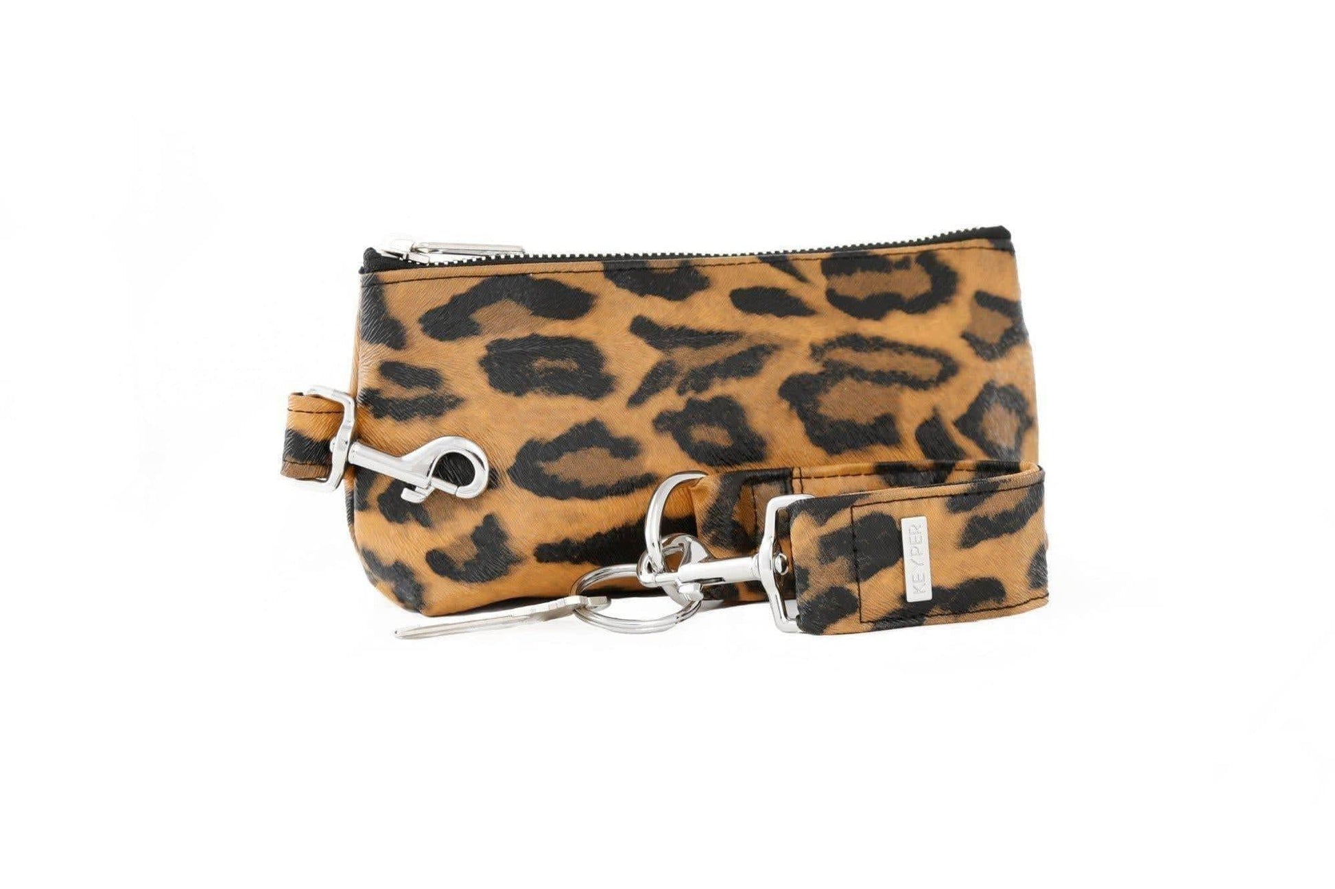 Brown Leopard Vegan Leather 2-Piece Wristlet Set