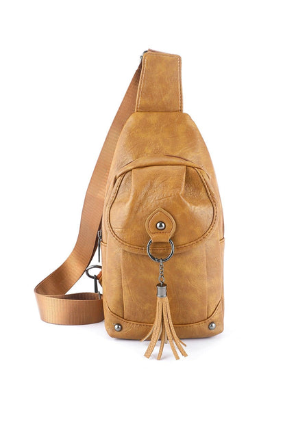 Brown Vintage Large Capacity Tassel Sling Bag