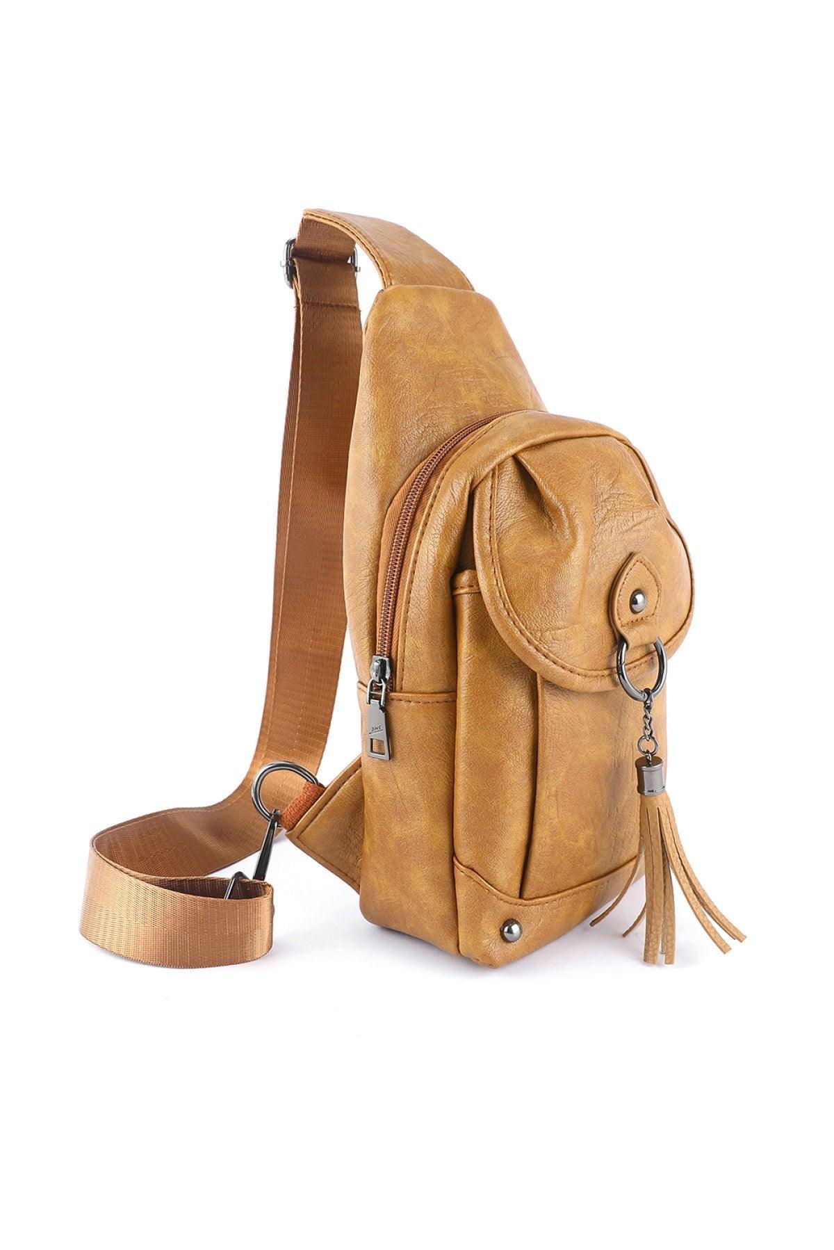 Brown Vintage Large Capacity Tassel Sling Bag