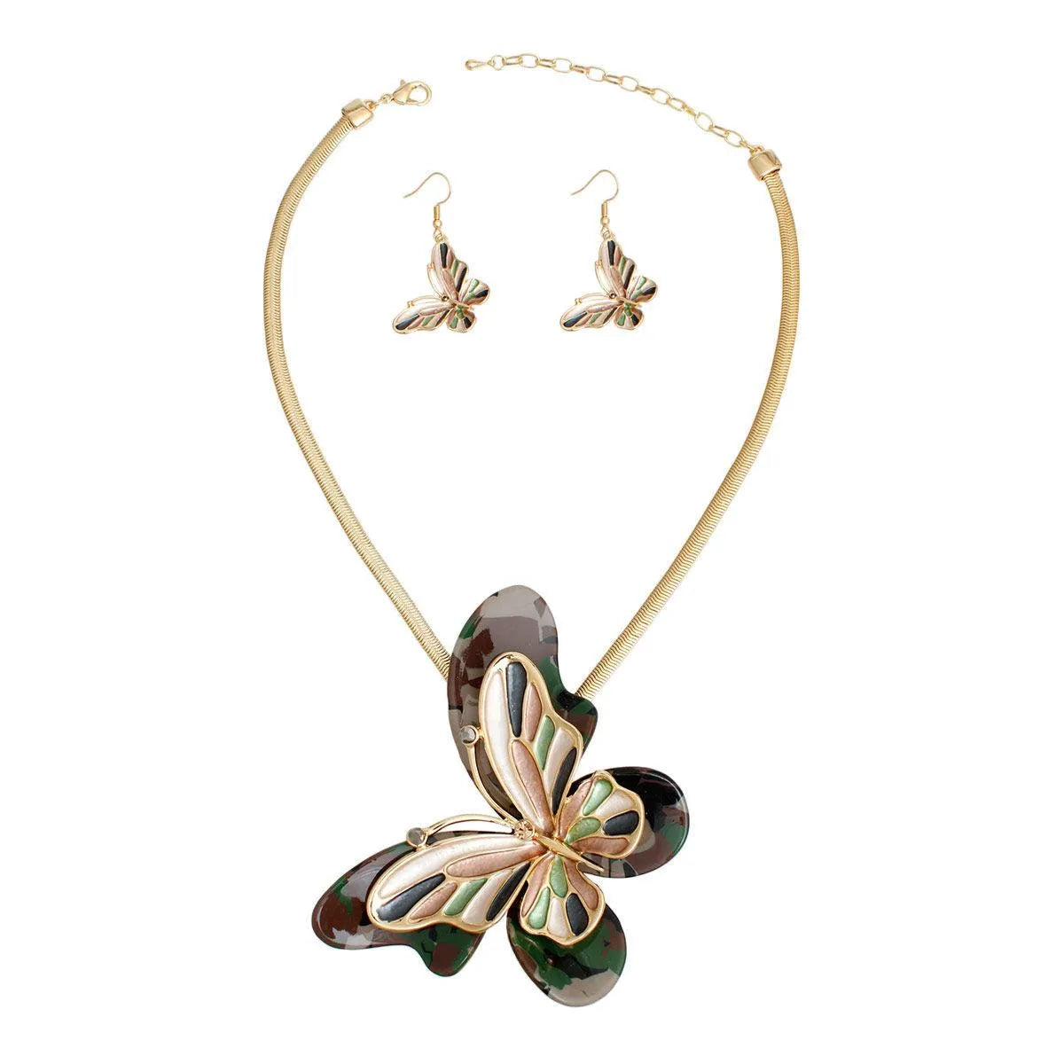 Butterfly Beauty: Camouflage/Gold Pendant Necklace You'll Love