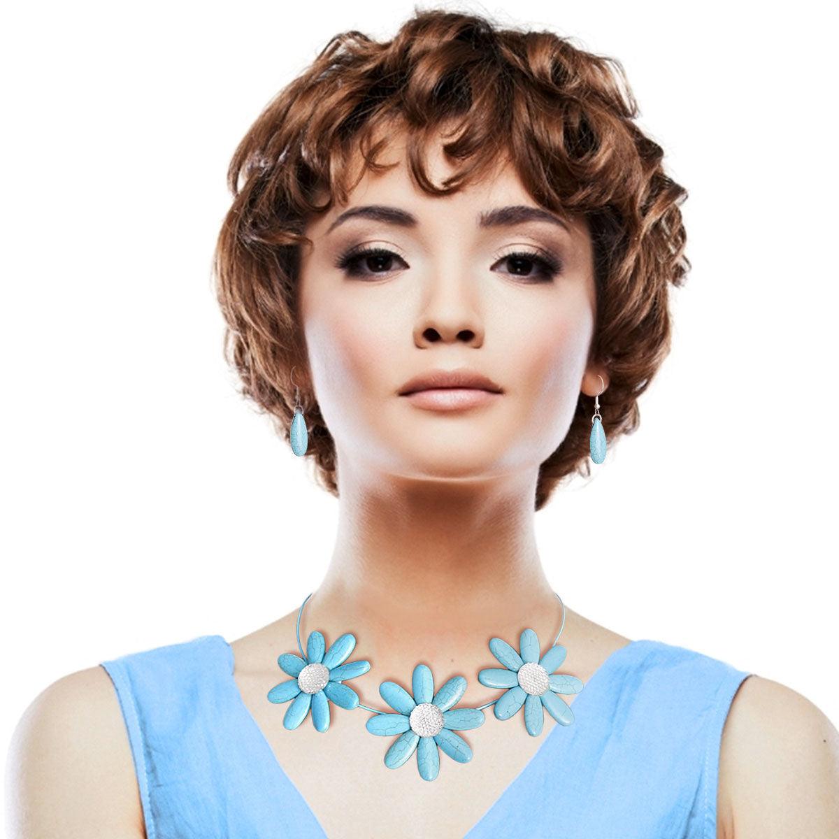 Buy Blue Daisy Necklace Set - Perfect Accessory for Summer