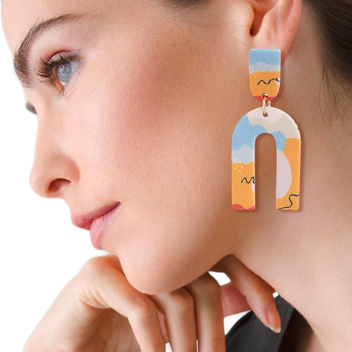 Buy Women's Dangle Earrings: Fun Orange Down U Design