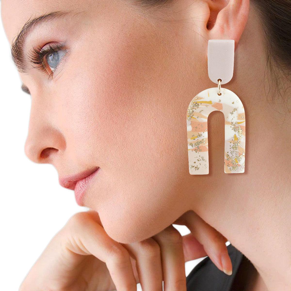 Buy Women's Dangle Earrings: Pink Down U Design