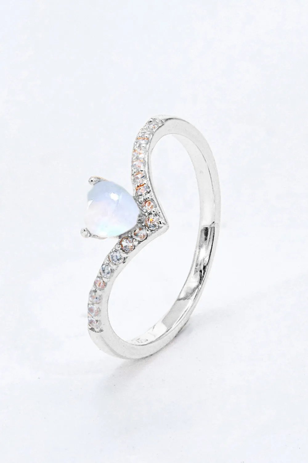 Moonstone Heart Ring - Modern Minimalist Design in S925 Sterling Silver