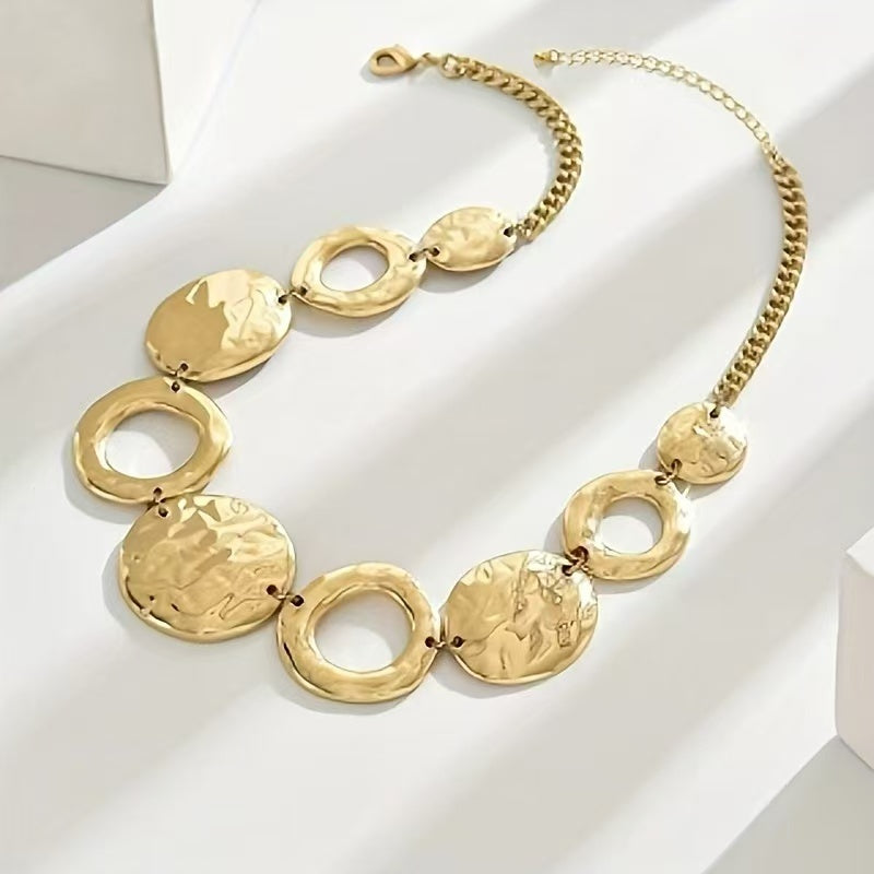 Gold Alloy Hammered Statement Necklace – Nickel & Lead Free, 100% Recycled Metal Jewelry Bubble