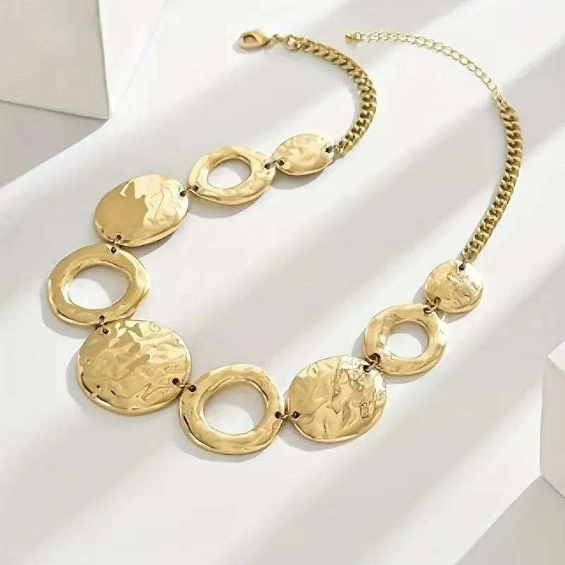 Gold Alloy Hammered Statement Necklace – Nickel & Lead Free, 100% Recycled Metal
