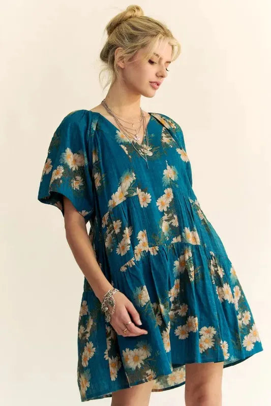 Charming Floral Print Bell Sleeve Mini Dress for Any Occasion