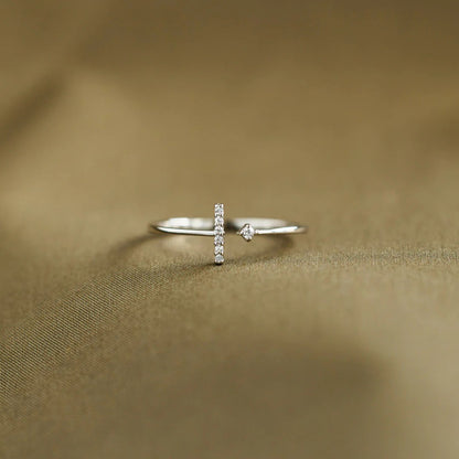 Dainty T shaped Friendship Ring Minimalist Design for Women