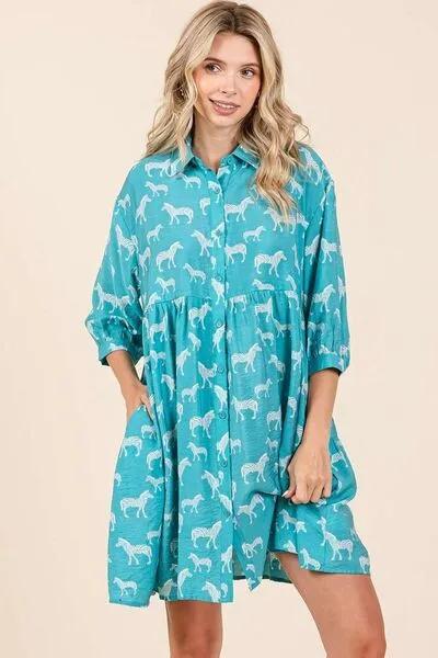 Zebra Print Button Down Shirt Mini Dress - Stand Out in Bold Style