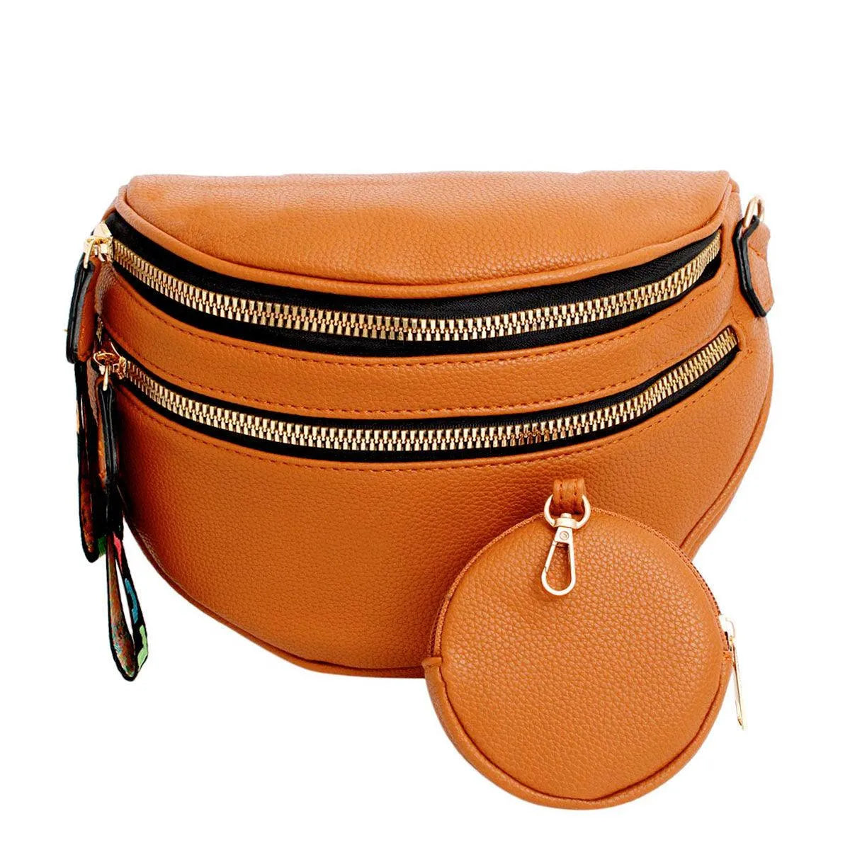 Camel Saddle Style Crossbody Ladies Bag with Coin Pouch - Fashion Meets Function