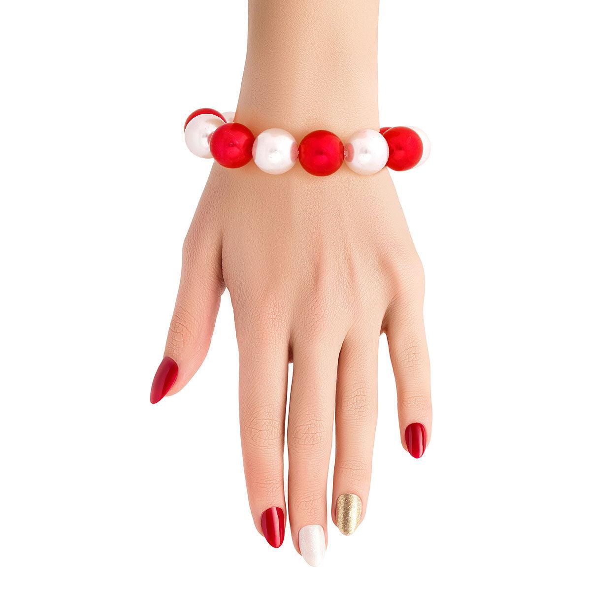 Candy Cane Acrylic Pearls Beaded Bracelet