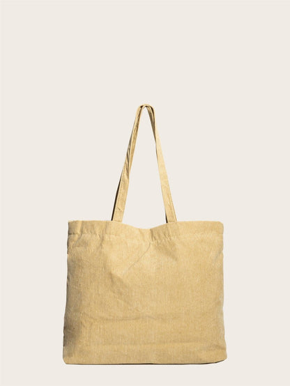 Casual Corduroy Print Tote Bag