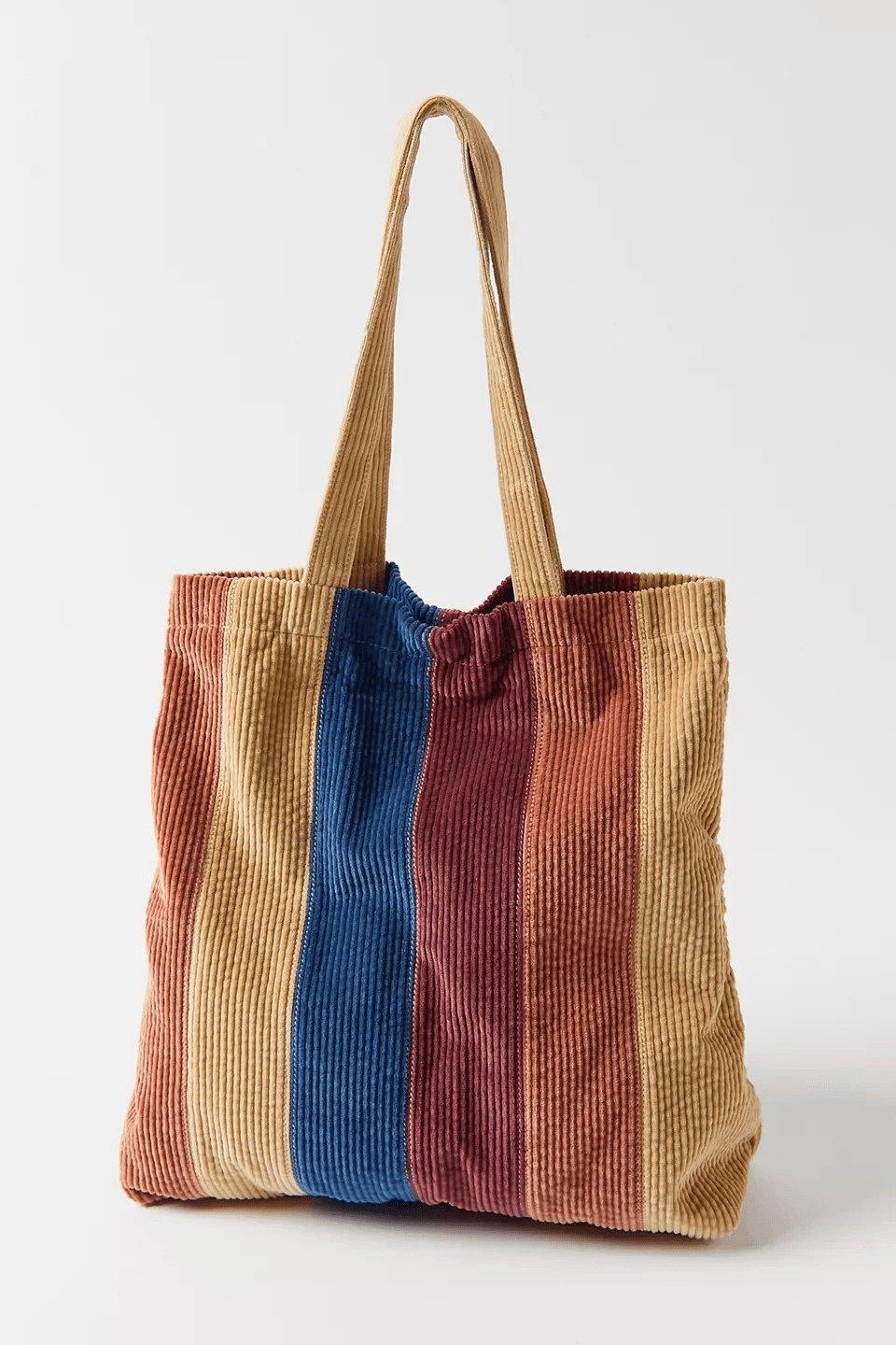 Casual Corduroy Print Tote Bag