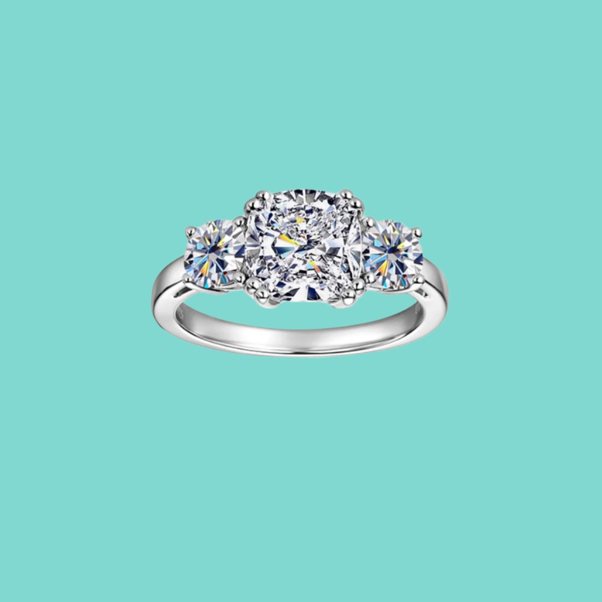 Moissanite Sparkle Platinum Plated Engagement Ring