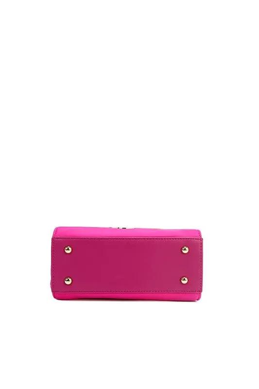 Nicole Lee Structured Mini Handbag with Embroidered Patches