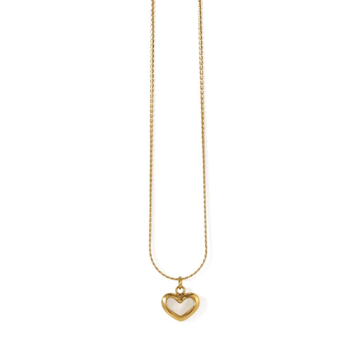 Charm Necklace Heart-Shaped With Shell Clavicle
