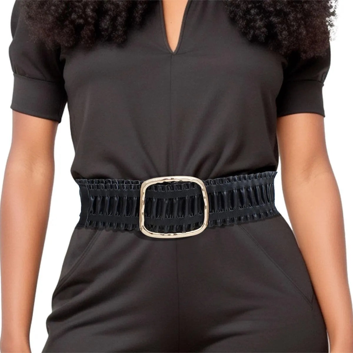 Chic Ruffled Black Ladies Belt – Must-Have Fashion Accessory