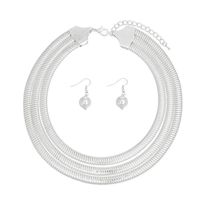 Chic Silver Graduated Triple Layer Necklace Set for Any Occasion - Fashion Jewelry