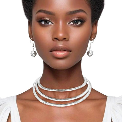 Chic Silver Graduated Triple Layer Necklace Set for Any Occasion - Fashion Jewelry