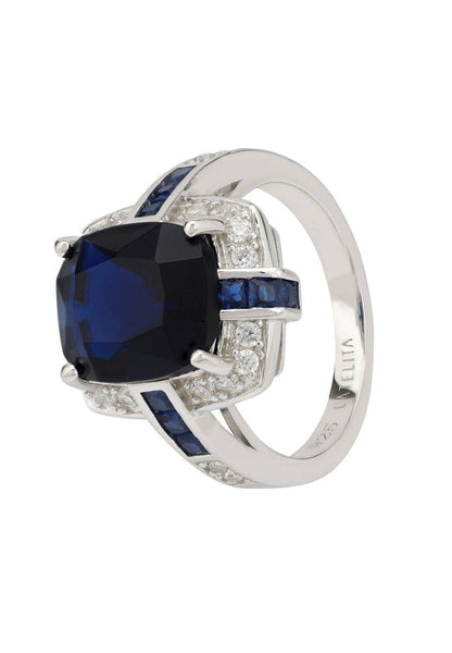 Clarence Lab-created Sapphire Sterling Silver Ring