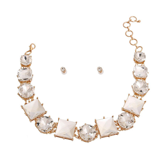 Clear Acrylic-crystal Collar Necklace & Earrings Set - Buy Now!