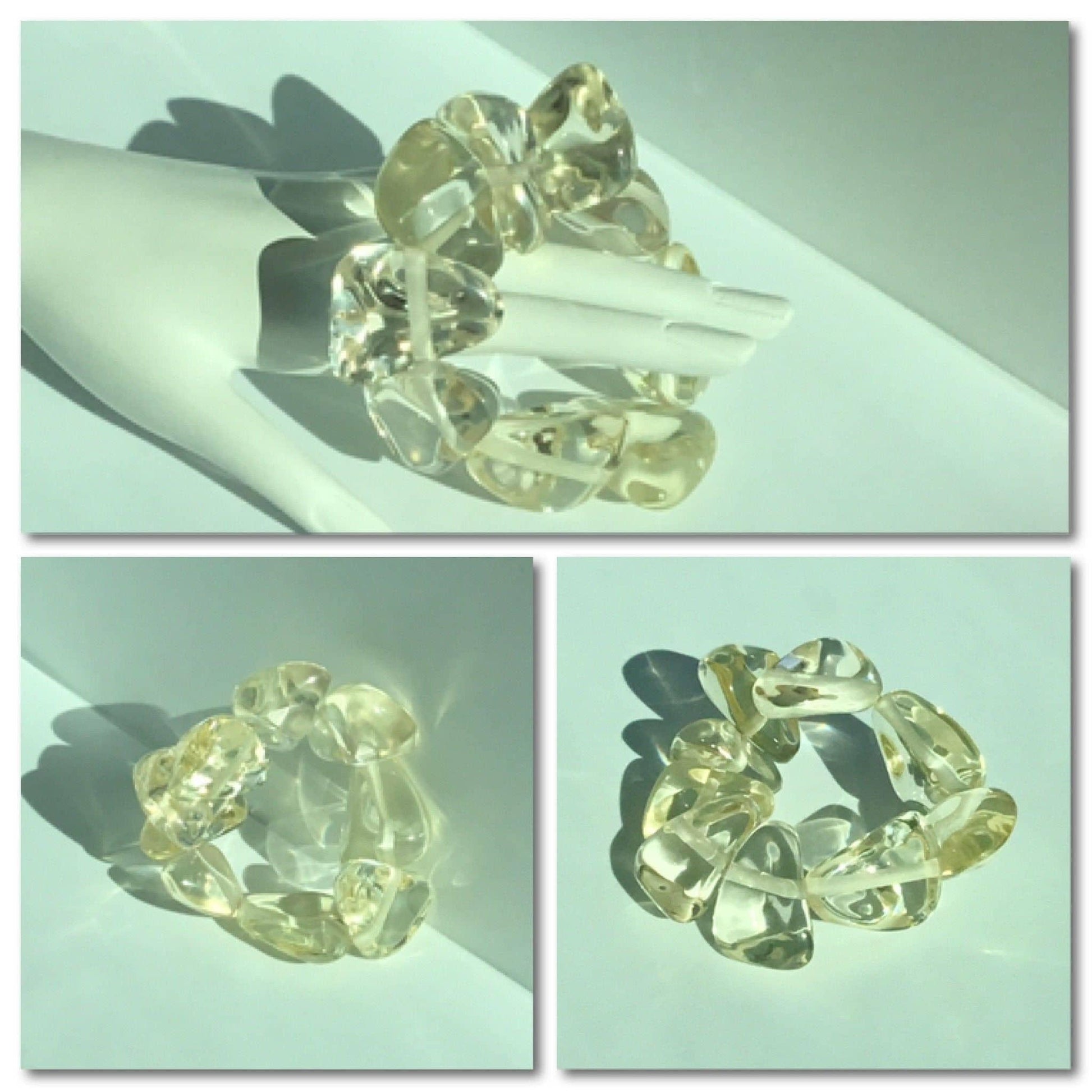 Clear stone shaped resin bead stretch bracelet