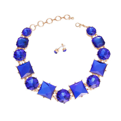 Cool Blue Acrylic-crystal Collar Necklace & Earrings Set - Buy Now!