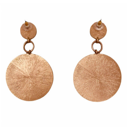 Copper Color Solid Disc Dangle Earrings