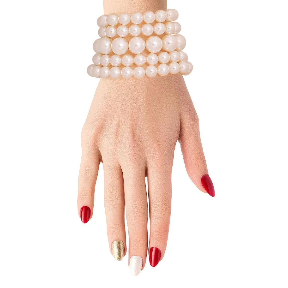 Cream Faux Pearl Bracelets - Elegant & Affordable Jewelry Set