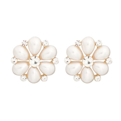 Creamy Cluster Flower Stud Earrings - Fashion Jewelry