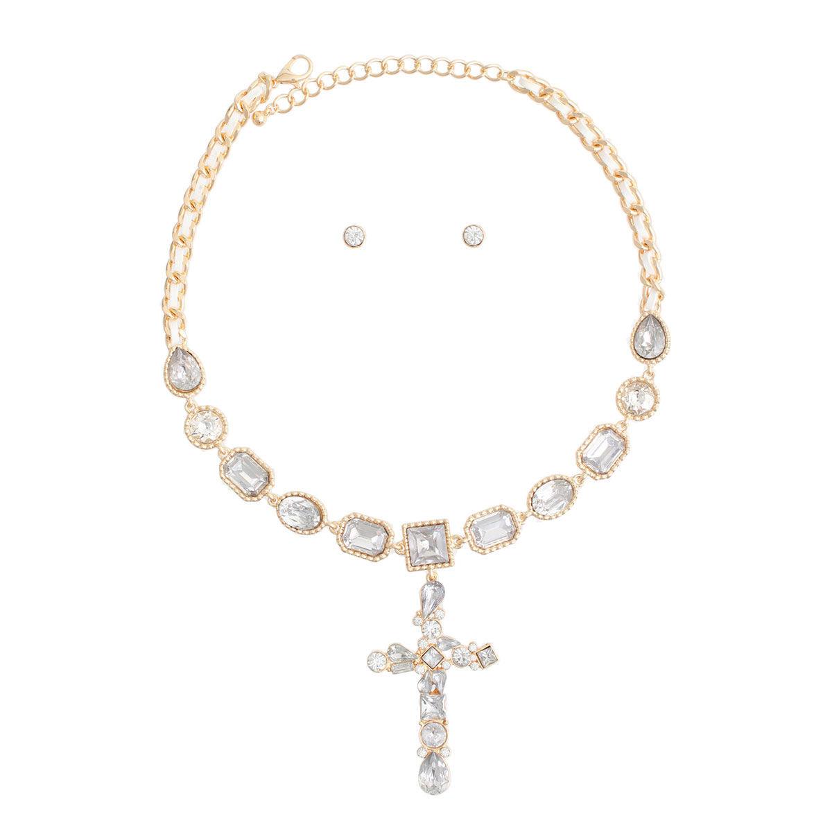 Cross Necklace Gold Plated Clarity