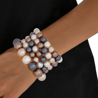 Earthy Multicolor Acrylic Pearl Bracelet Set – Elegant and Versatile Pinktown