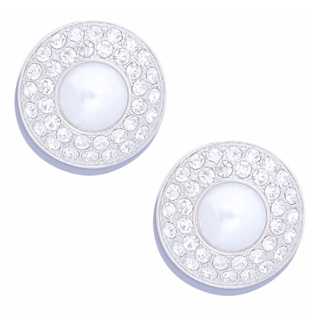 Vintage Inspired Dome Earrings Silver White | Fashion Jewelry