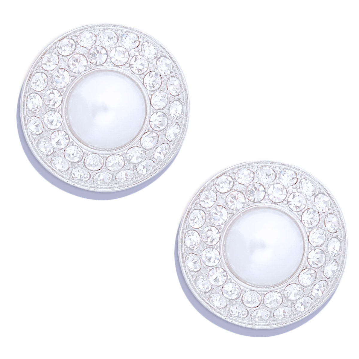 Vintage Inspired Dome Earrings Silver White | Fashion Jewelry