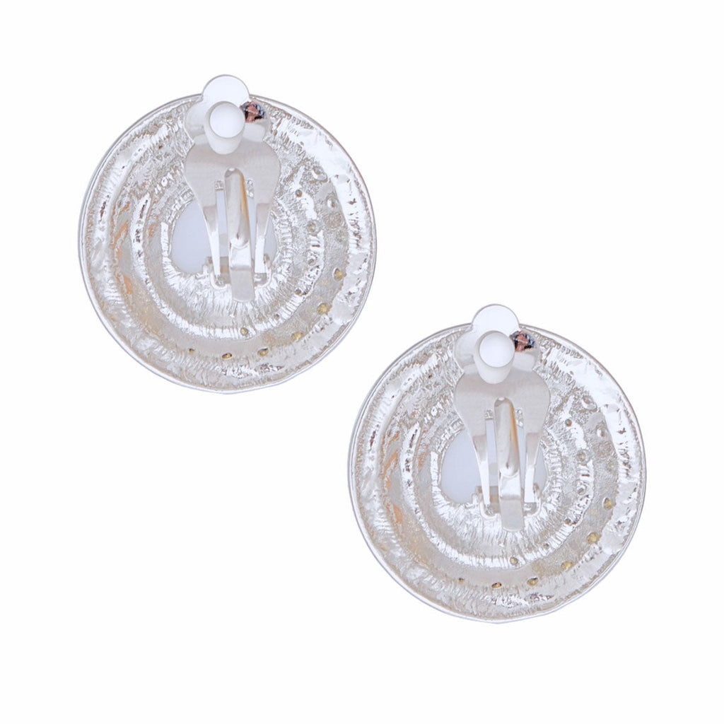 Vintage Inspired Dome Earrings Silver White | Fashion Jewelry