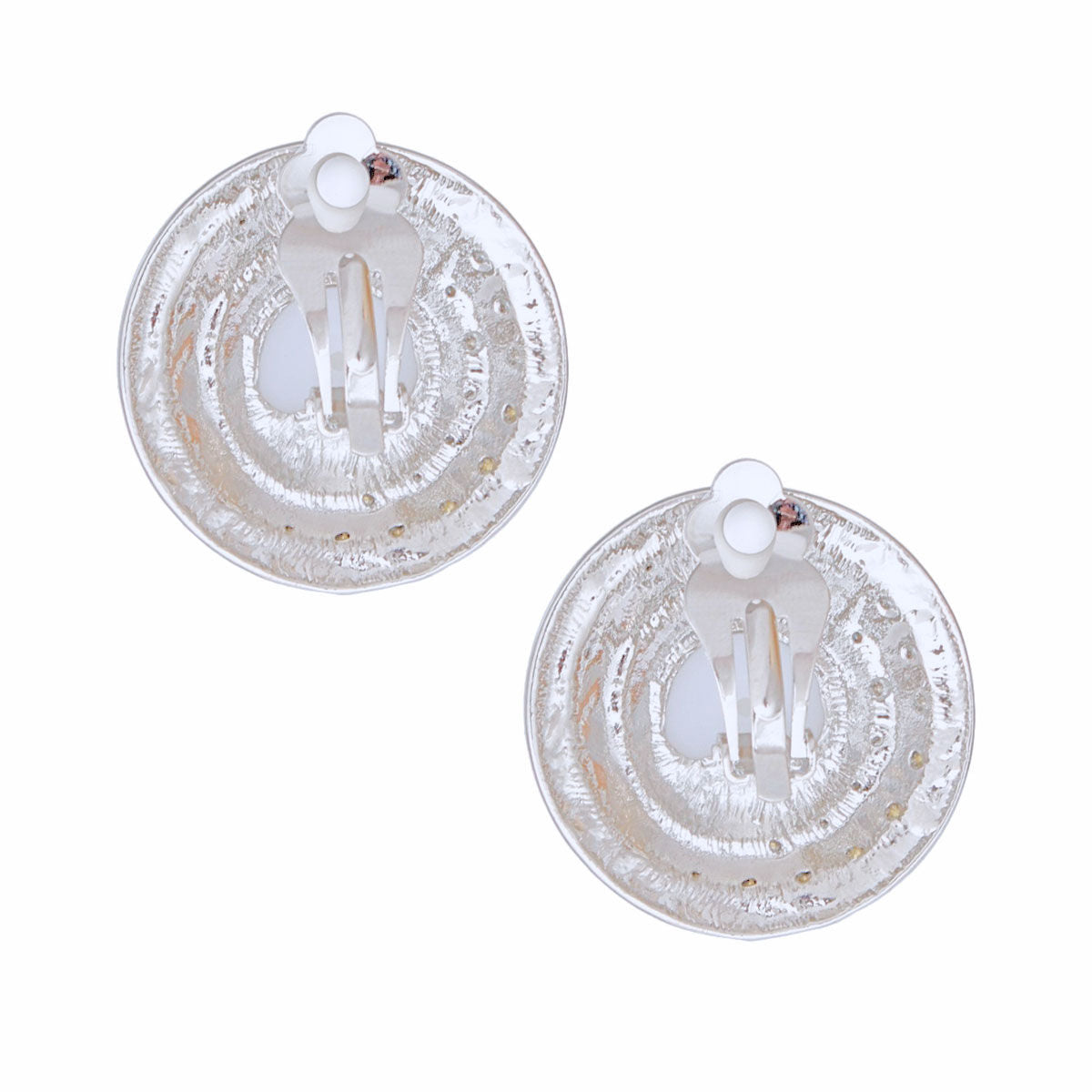 Vintage Inspired Dome Earrings Silver White | Fashion Jewelry