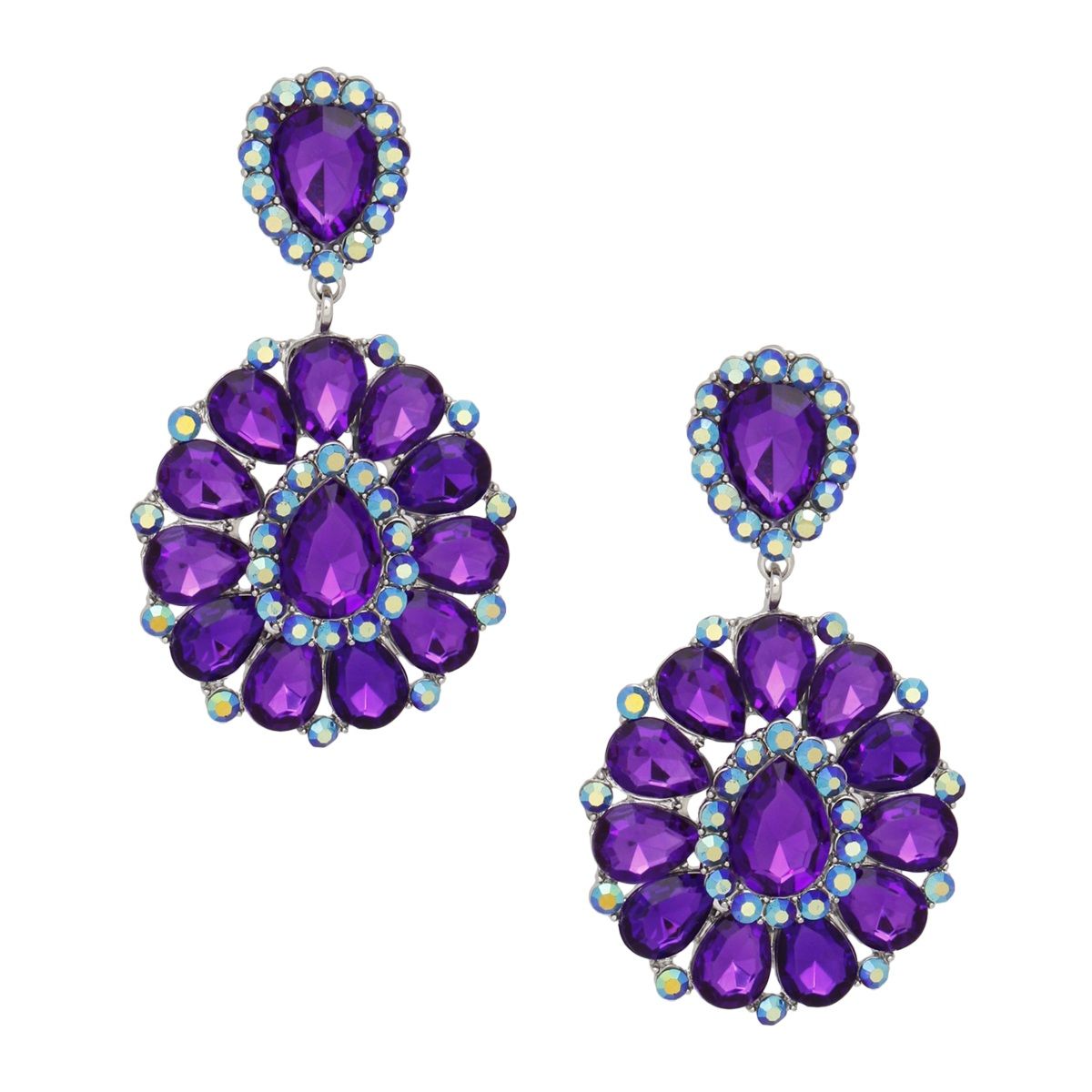 Purple Statement Earrings Aurora Borealis Rhinestone