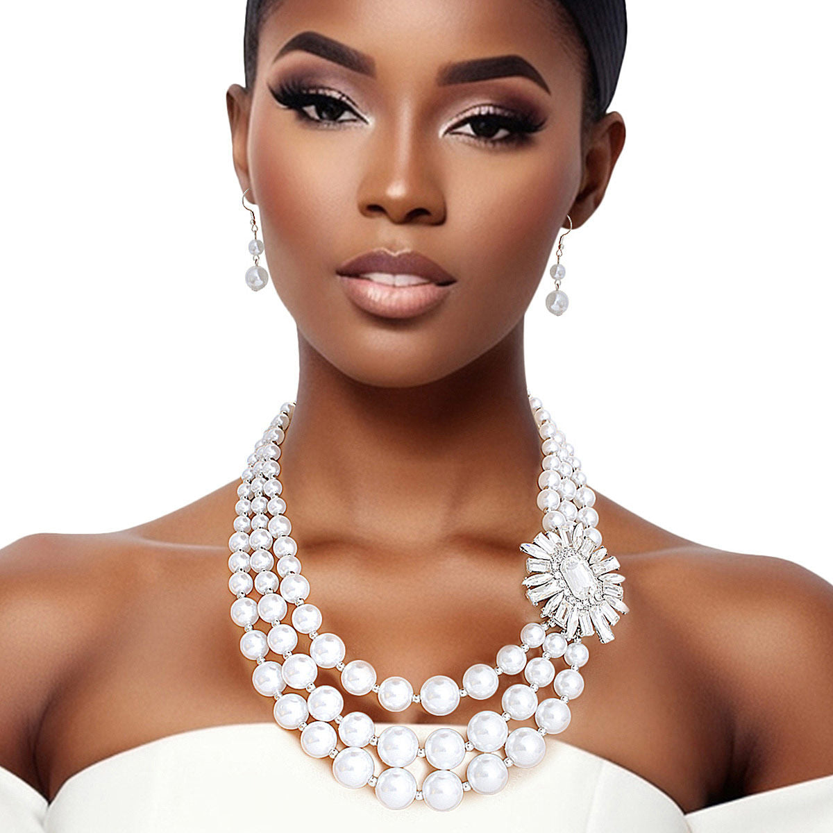 Vintage-Inspired Pearl Necklace Triple Layer Set | Fashion Jewelry