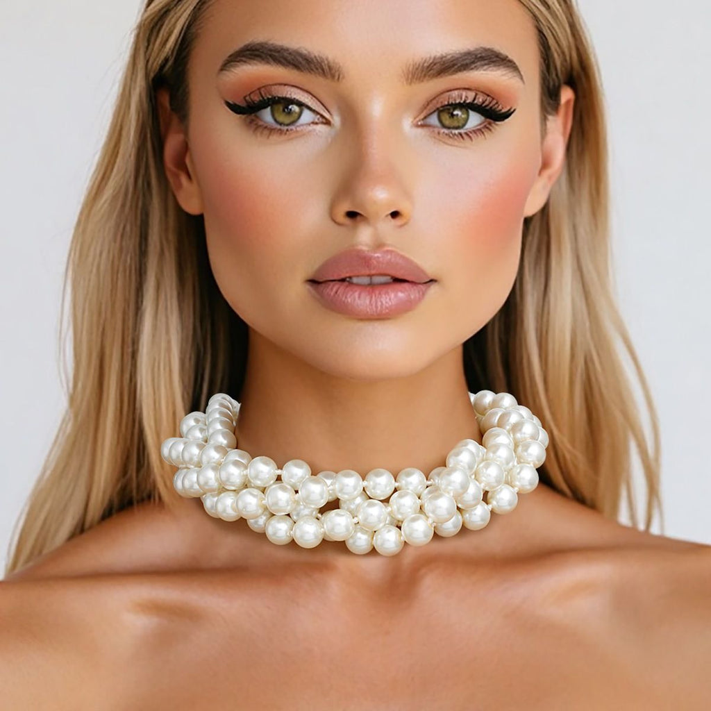 Cream Glass Pearl Necklace 96 Inch Rope Bridal Strand