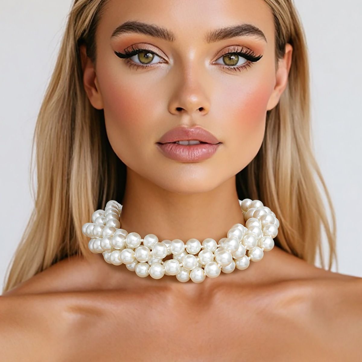 Cream Glass Pearl Necklace 96 Inch Rope Bridal Strand