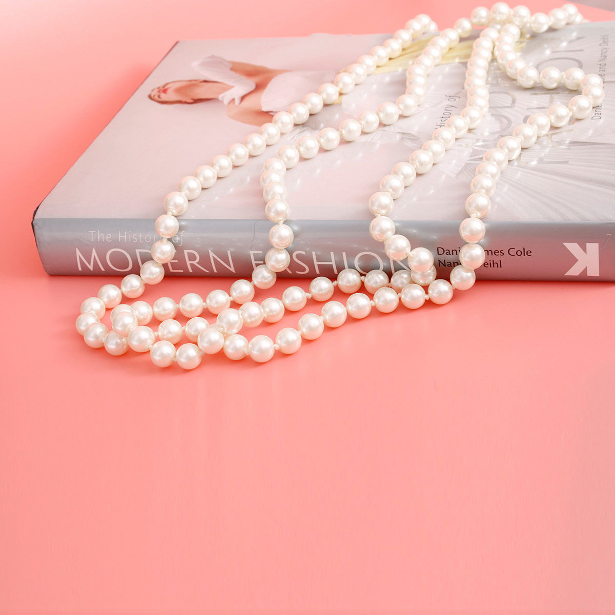 Cream Glass Pearl Necklace 96 Inch Rope Bridal Strand