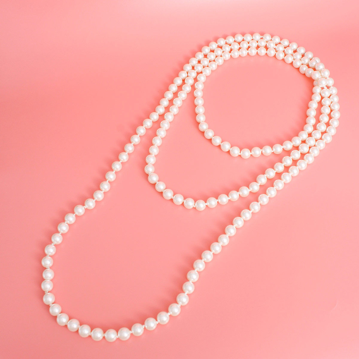 Cream Glass Pearl Necklace 96 Inch Rope Bridal Strand