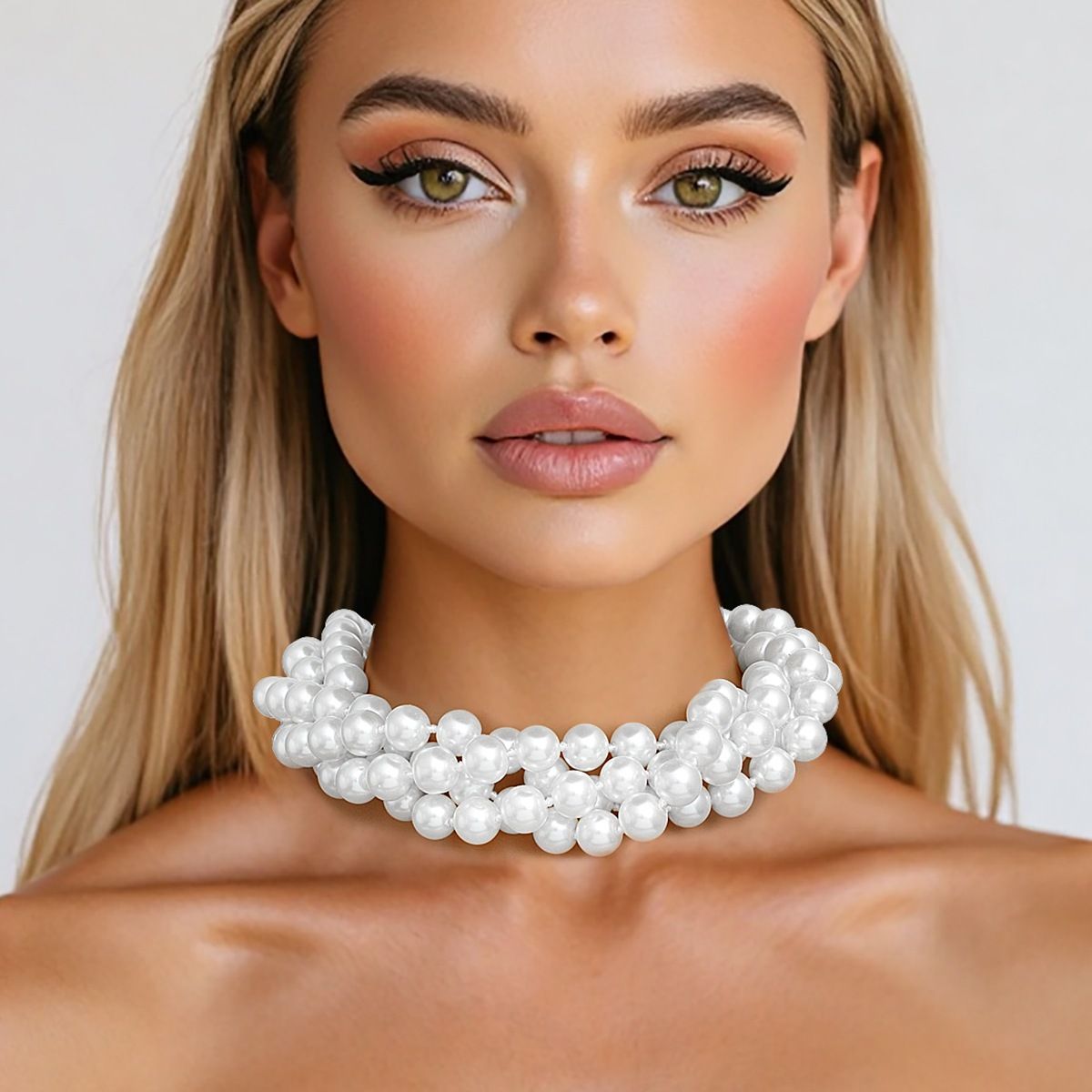 White Glass Pearl Necklace 96 Inch Rope Bridal Strand