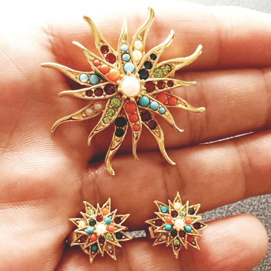 D'Orlan Jewelry, Vintage Brooch and Earrings Set